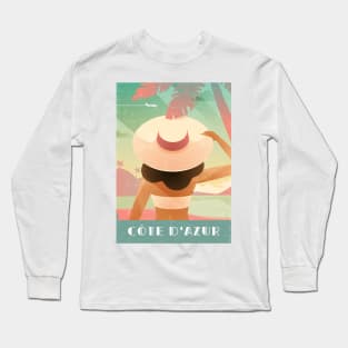 Cote d'Azur, France - Boho Retro travel poster Long Sleeve T-Shirt